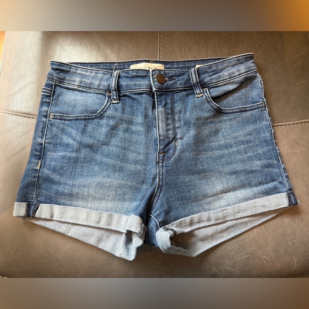 PacSun Blue Jean Shorts with Rolled Hems and Distressed Details